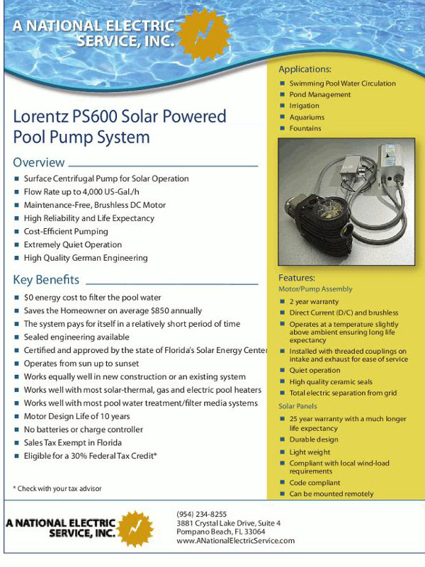 Solar Powered Pool Pump System